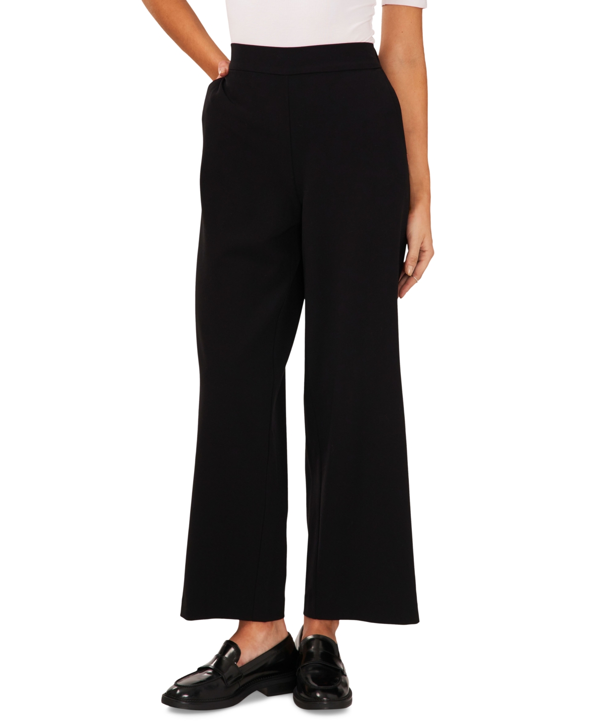 Vince Camuto Women's Wide Leg Pull-on Pants In Rich Black