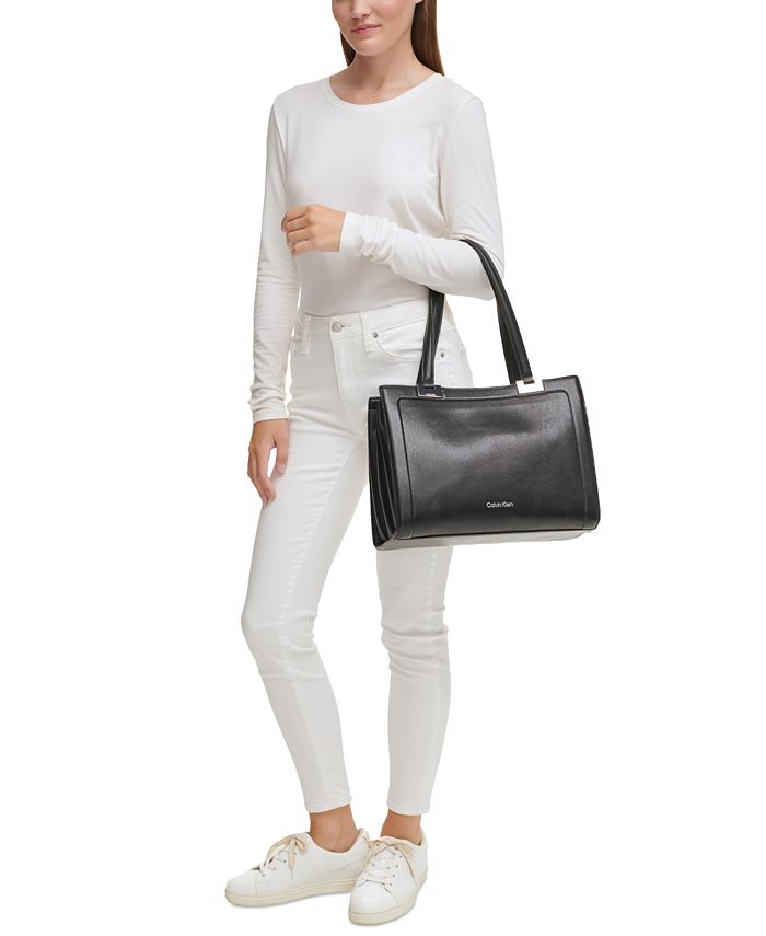 Calvin Klein Palm Triple Compartment Tote with Accordion Gusset - Macy's