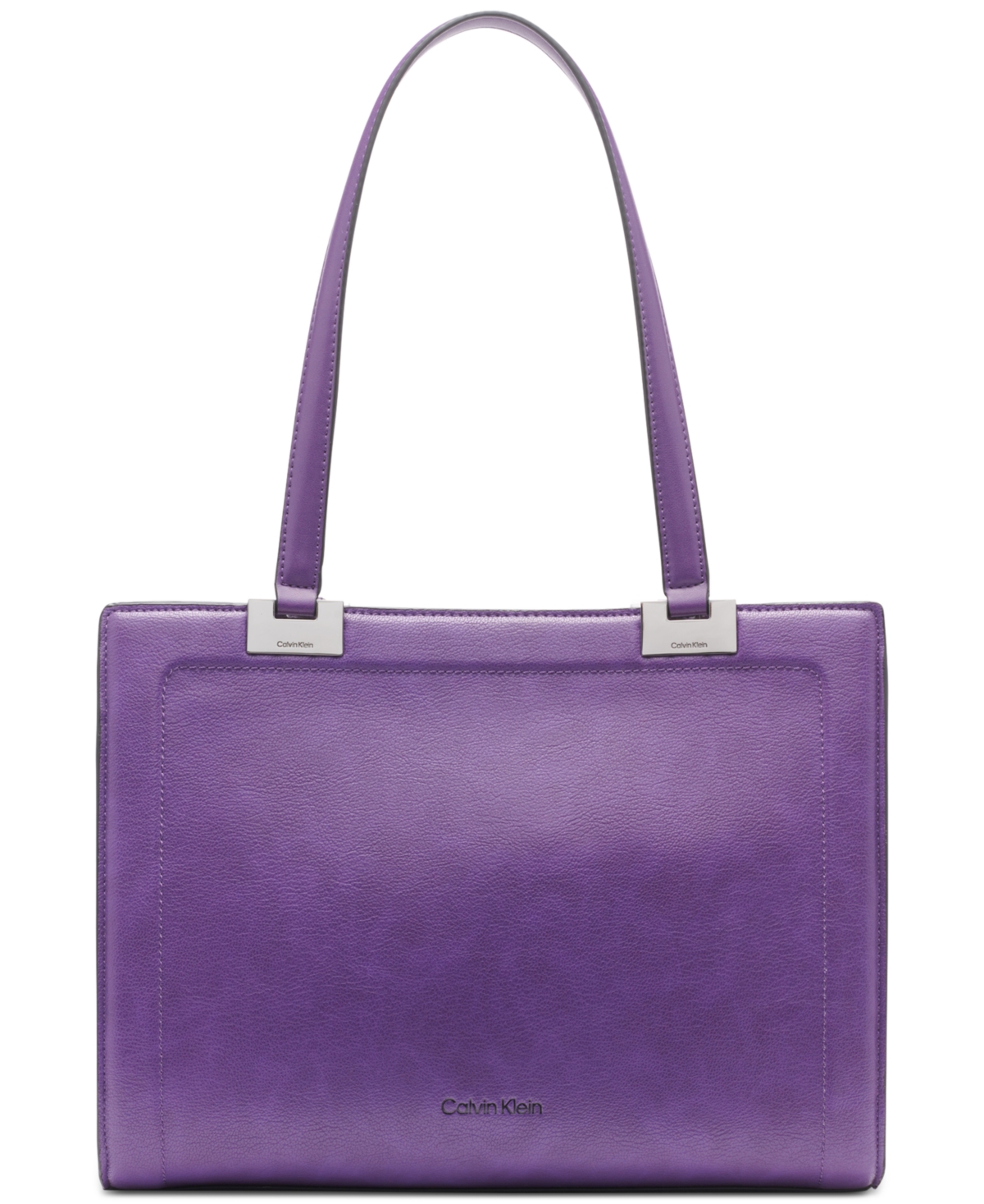 Calvin Klein Palm Triple Compartment Tote With Accordion Gusset In Grape