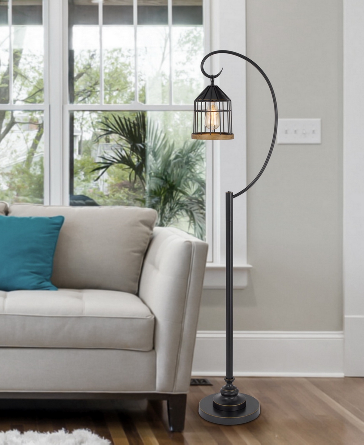 Cal Lighting 63" Height Metal Floor Lamp In Dark Bronze