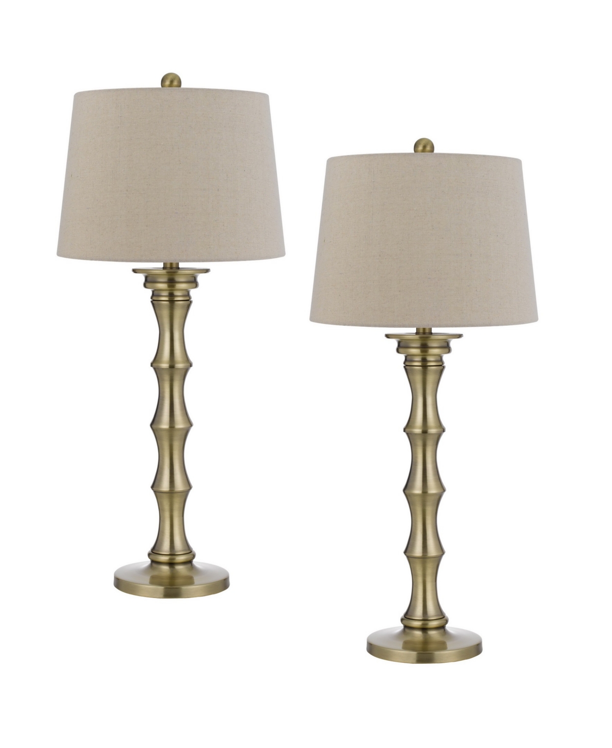 Cal Lighting 32" Height Metal Table Lamp Set In Antique Brass