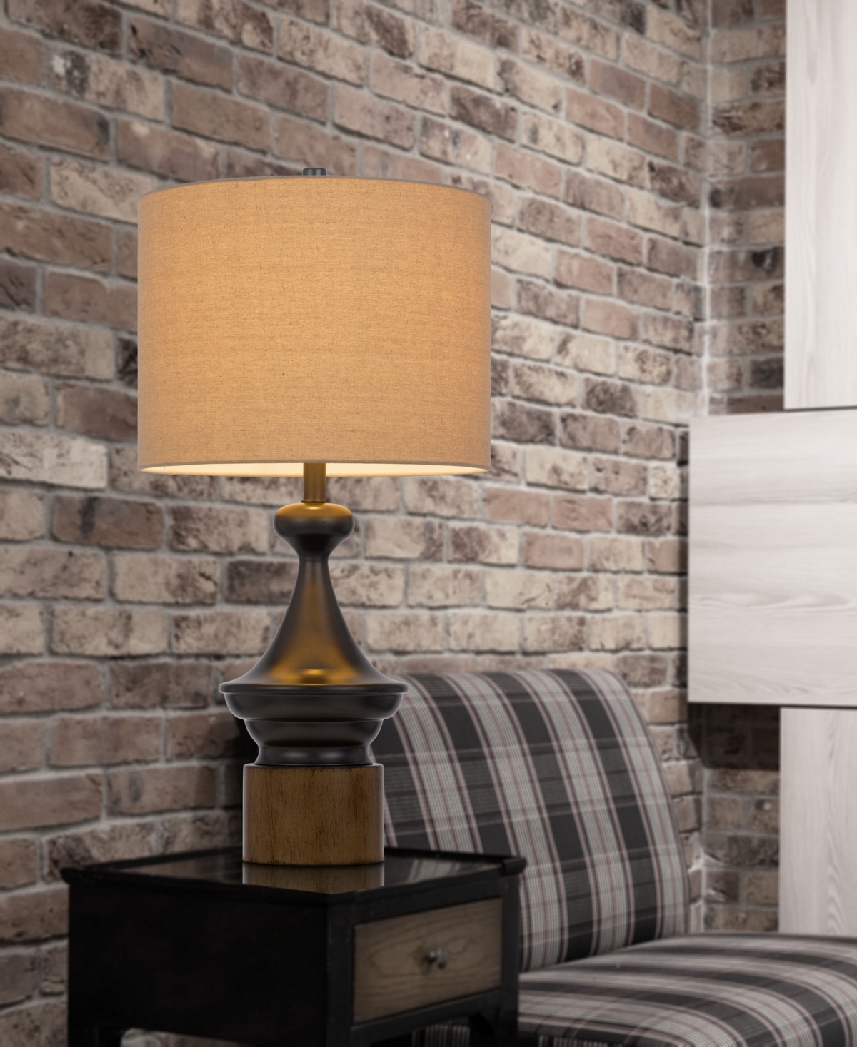 Cal Lighting 29.5" Height Metal And Wood Table Lamp In Black,wood