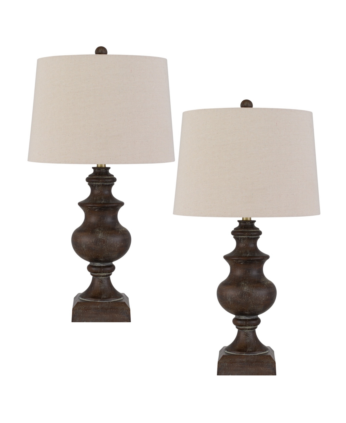 Cal Lighting Hertford 29.75" Height Resin Table Lamp Set In Rustic Oak