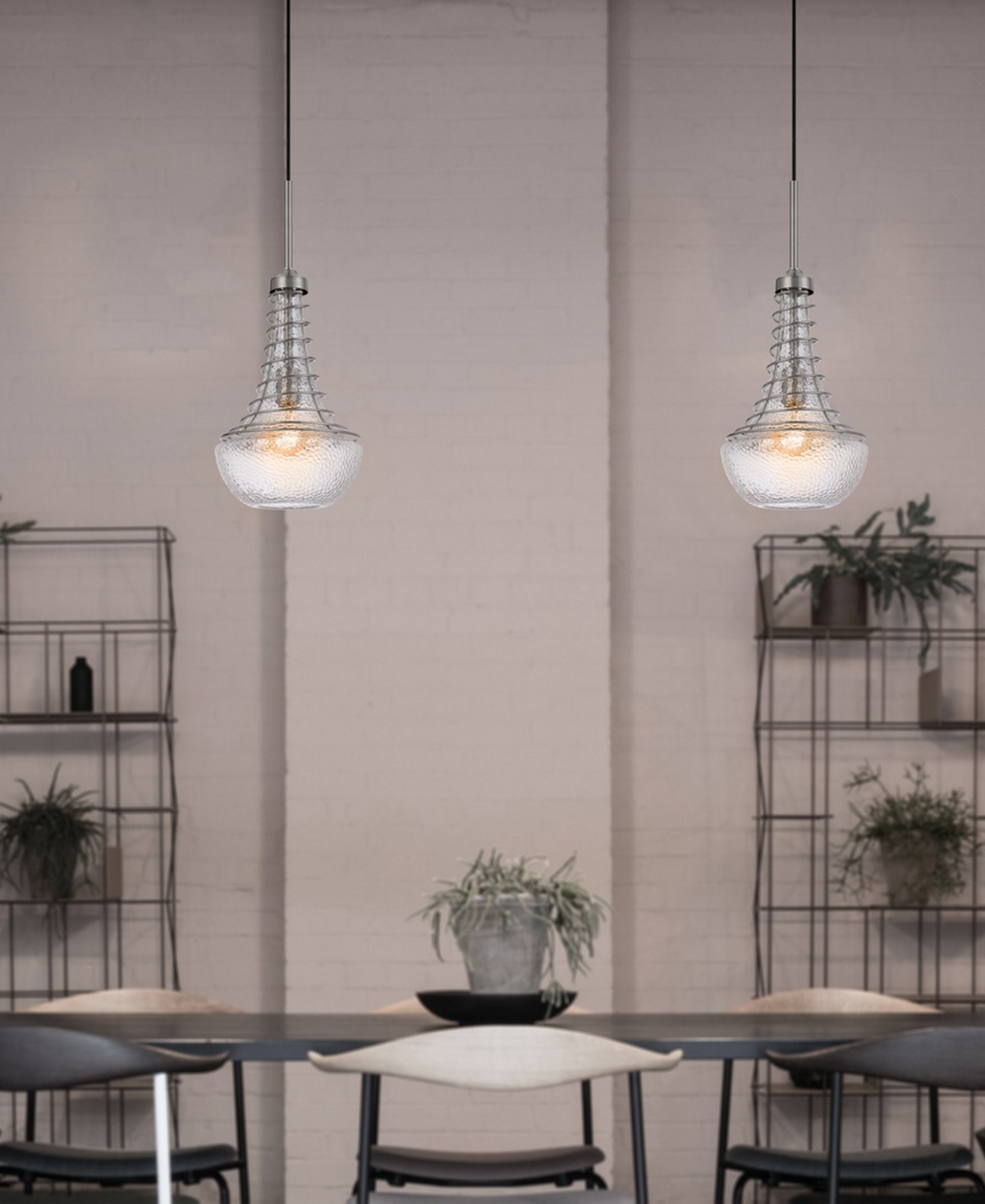 Cal Lighting Baraboo 21" Height Metal And Glass Pendant In Brushed Steel,silver