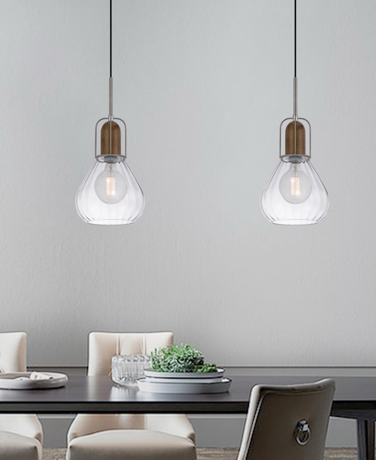 Cal Lighting Rochelle 22" Height Metal And Wood Pendant In Brushed Steel,wood