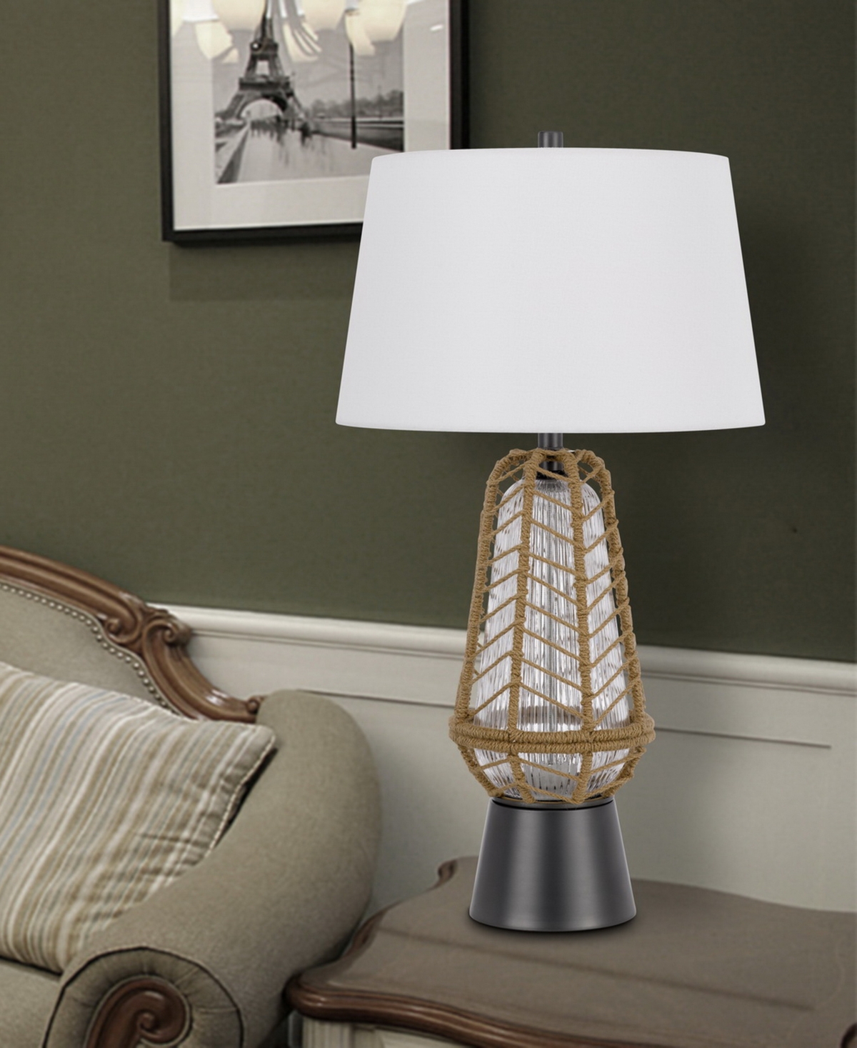 Shop Cal Lighting Hanko 31" Height Metal Table Lamp In Burlap,charcoal Gray