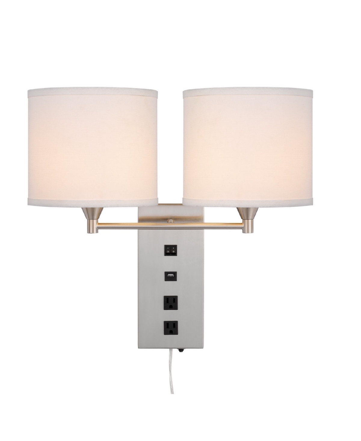 Cal Lighting 19" Height Metal Wall Lamp In Brushed Steel