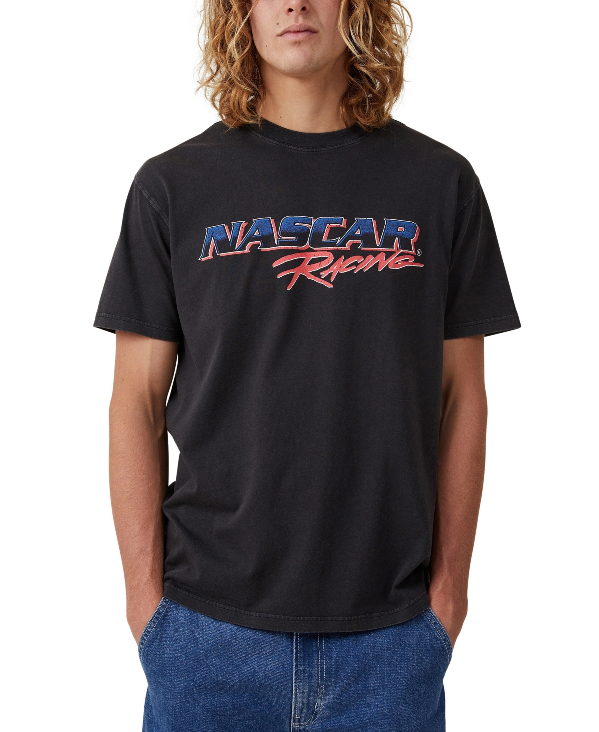 Cotton On Men's Nascar Loose Fit T-shirt In Black,racing Logo