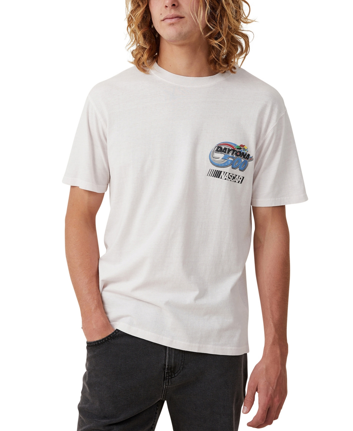 Cotton On Men's Nascar Loose Fit T-shirt In Iced Lilac,racing Logo
