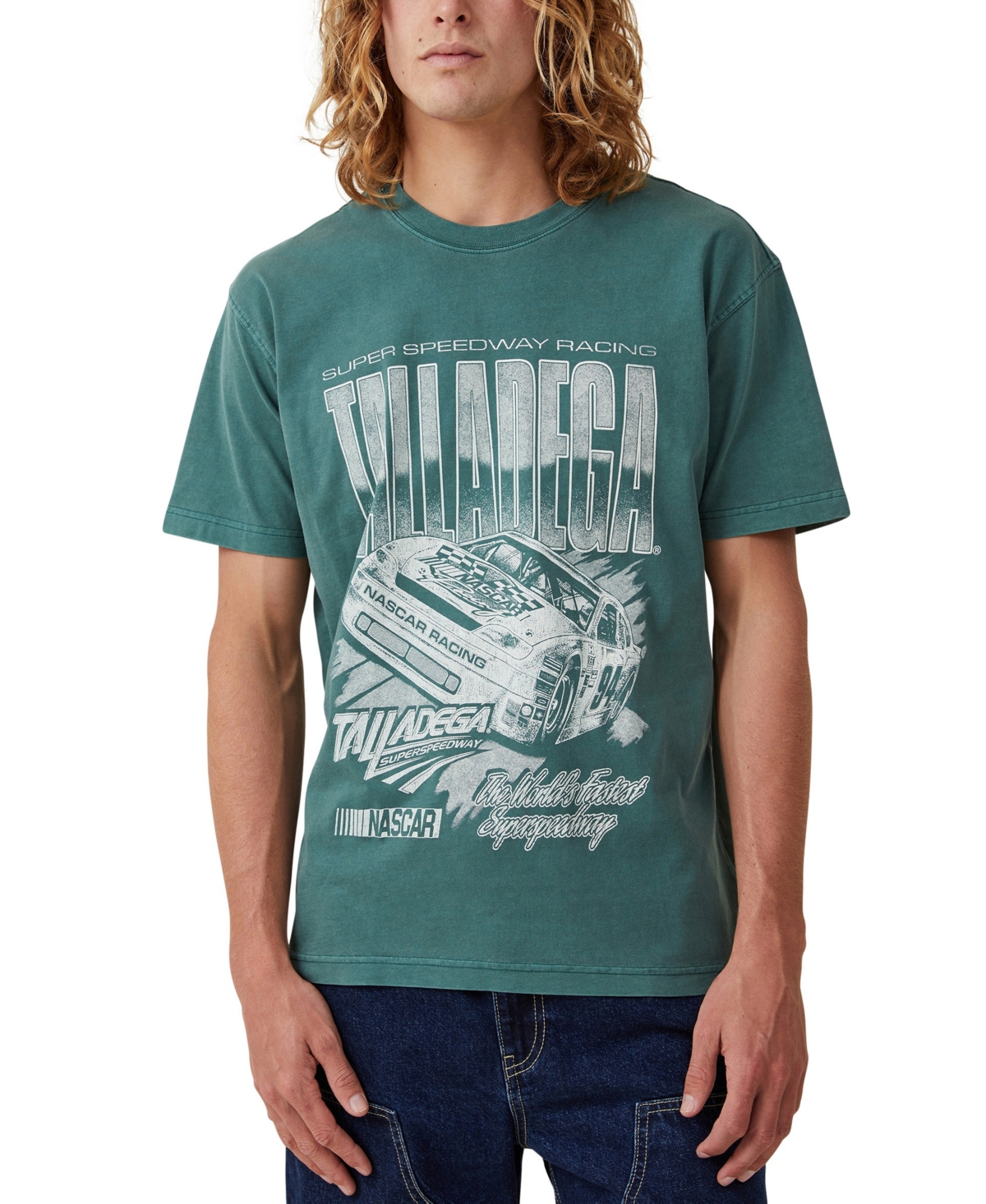 Cotton On Men's Nascar Loose Fit T-shirt In Evergreen,worlds Fastest
