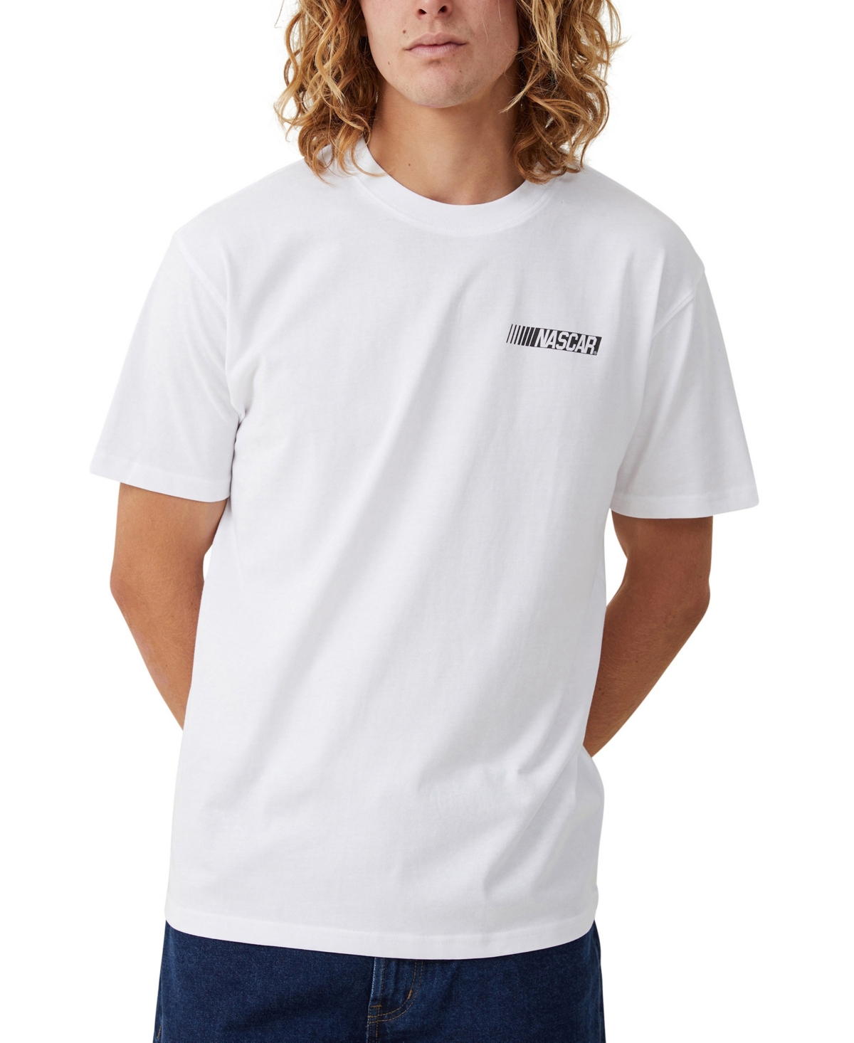 Cotton On Men's Nascar Loose Fit T-shirt In White,original Logo