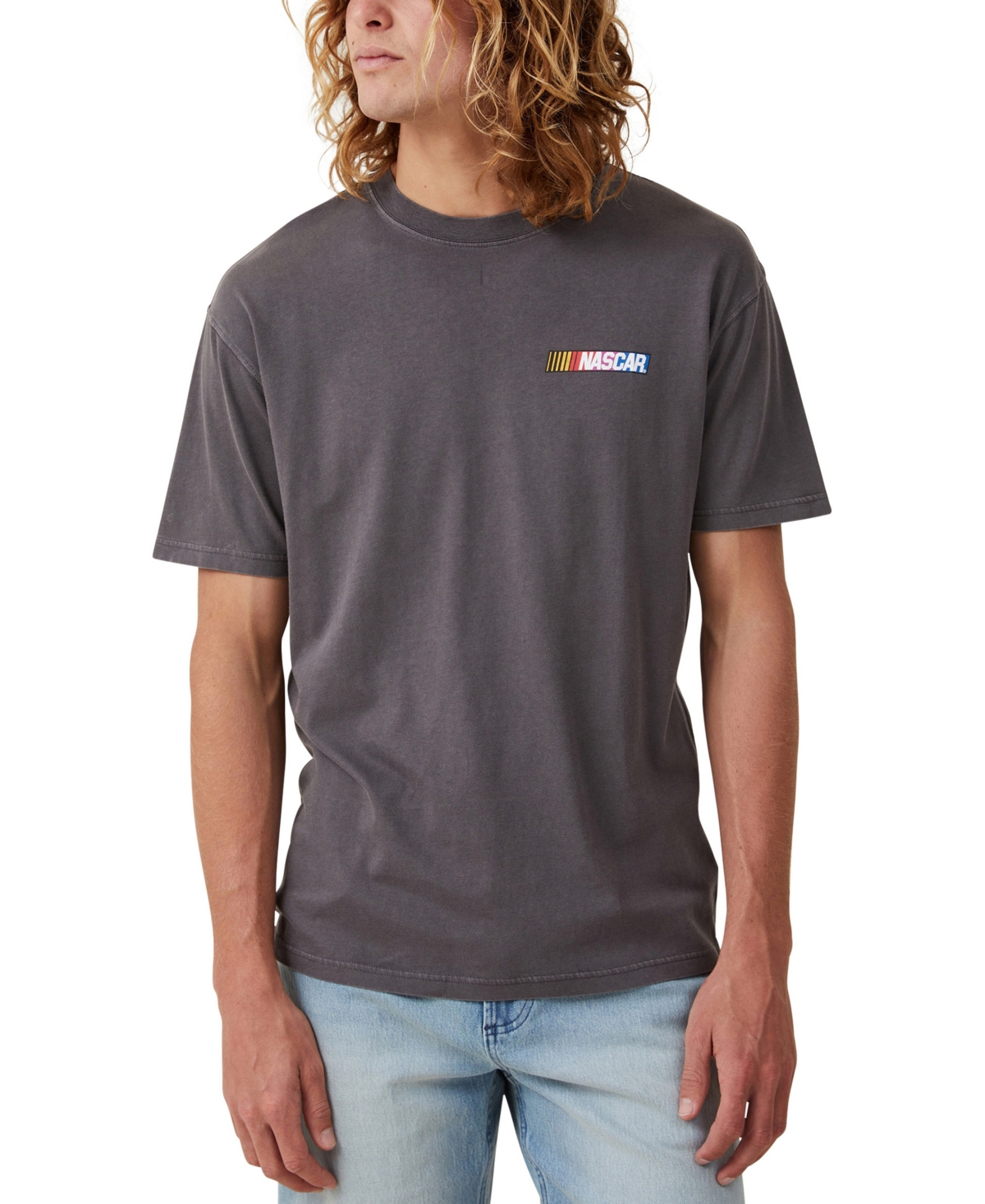 Cotton On Men's Nascar Loose Fit T-shirt In Faded Slate,nascar Racing Logo