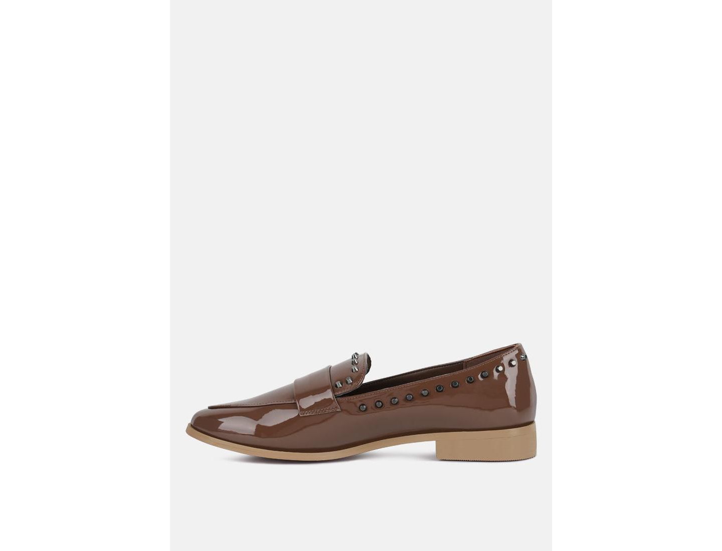 Женские туфли Rag & Co Emilia Patent Stud Penny, цвет: Бежевый / Хаки — фото 2