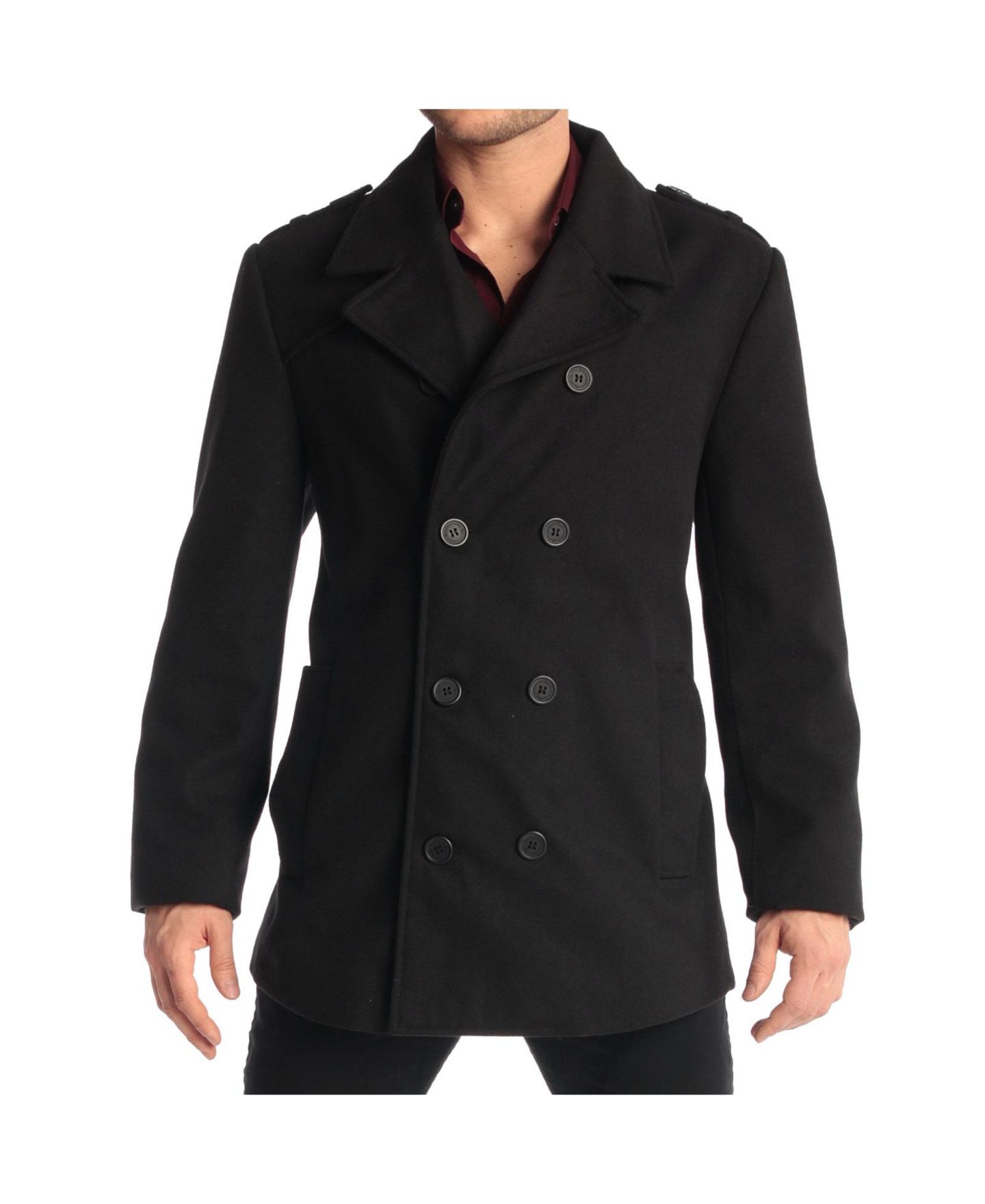 Мужское пальто Alpine Swiss Jake Pea Coat Wool Blend Double Breasted Dress Jacket Peacoat, цвет: Чёрный — фото 2