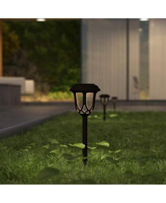 All-Weather Tulip Design Led Solar Lights, Outdoor Solar Powered Lights For Pathway, Garden, & Yard - Set Of 8