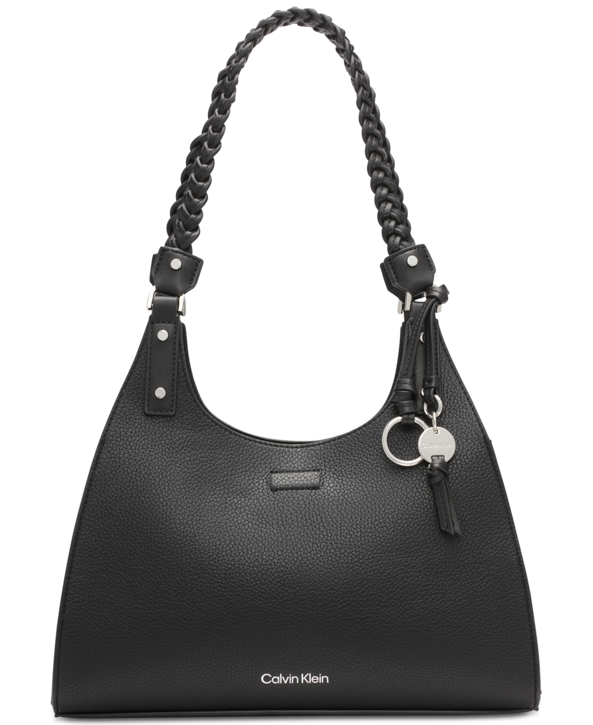 Calvin Klein Shelly Triple Compartment Satchel In Black,silver