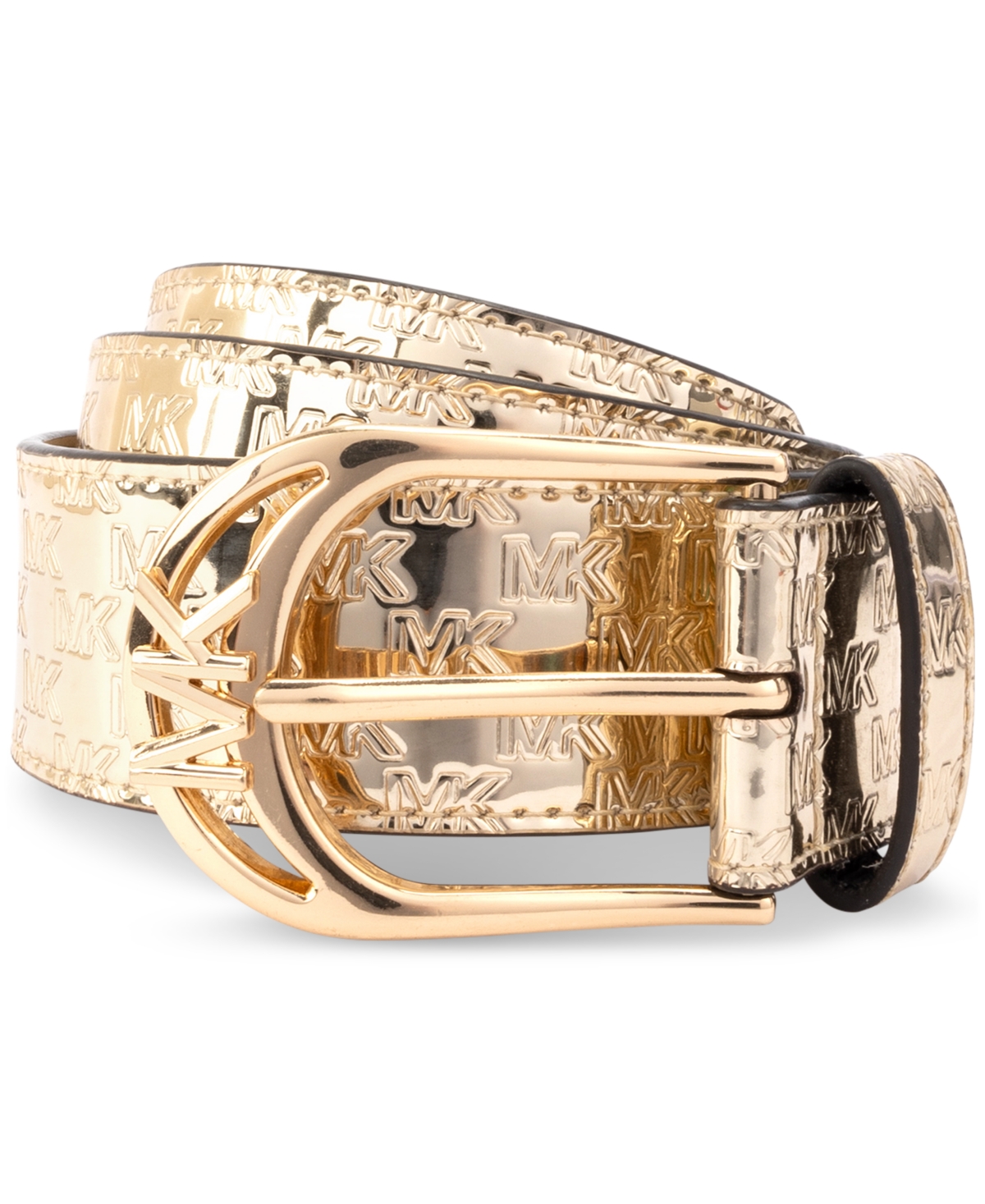 Michael Kors Michael  Women's Metallic Logo Belt In Gold