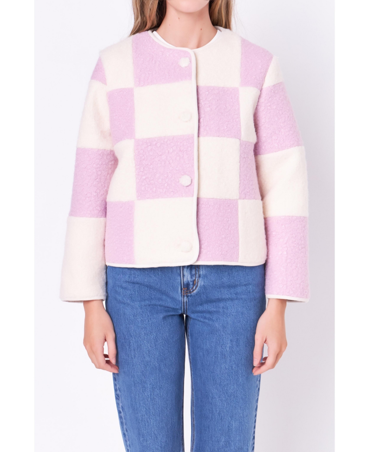 Women's Shearling Check Cardigan