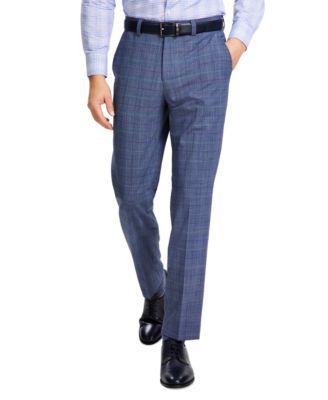 HUGO - Men's Modern-Fit Plaid Wool Blend Suit Trousers