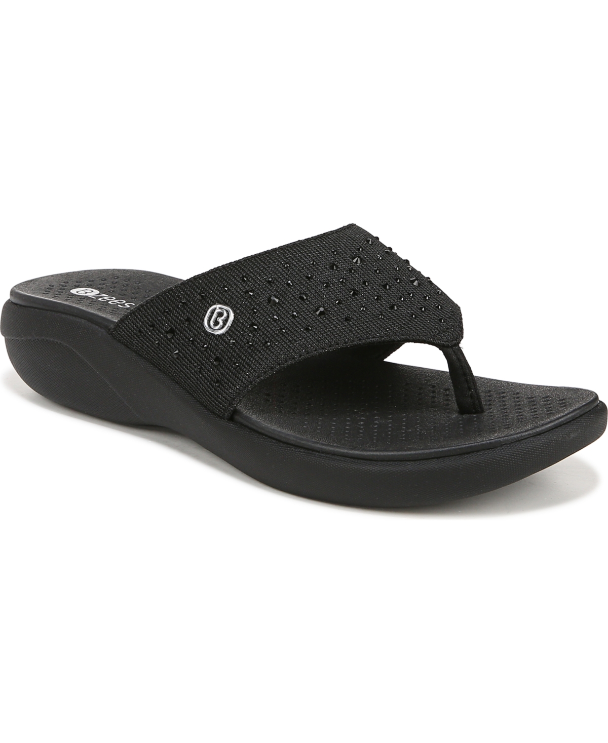 Shop Bzees Cruise Bright Washable Thong Sandals In Black Fabric