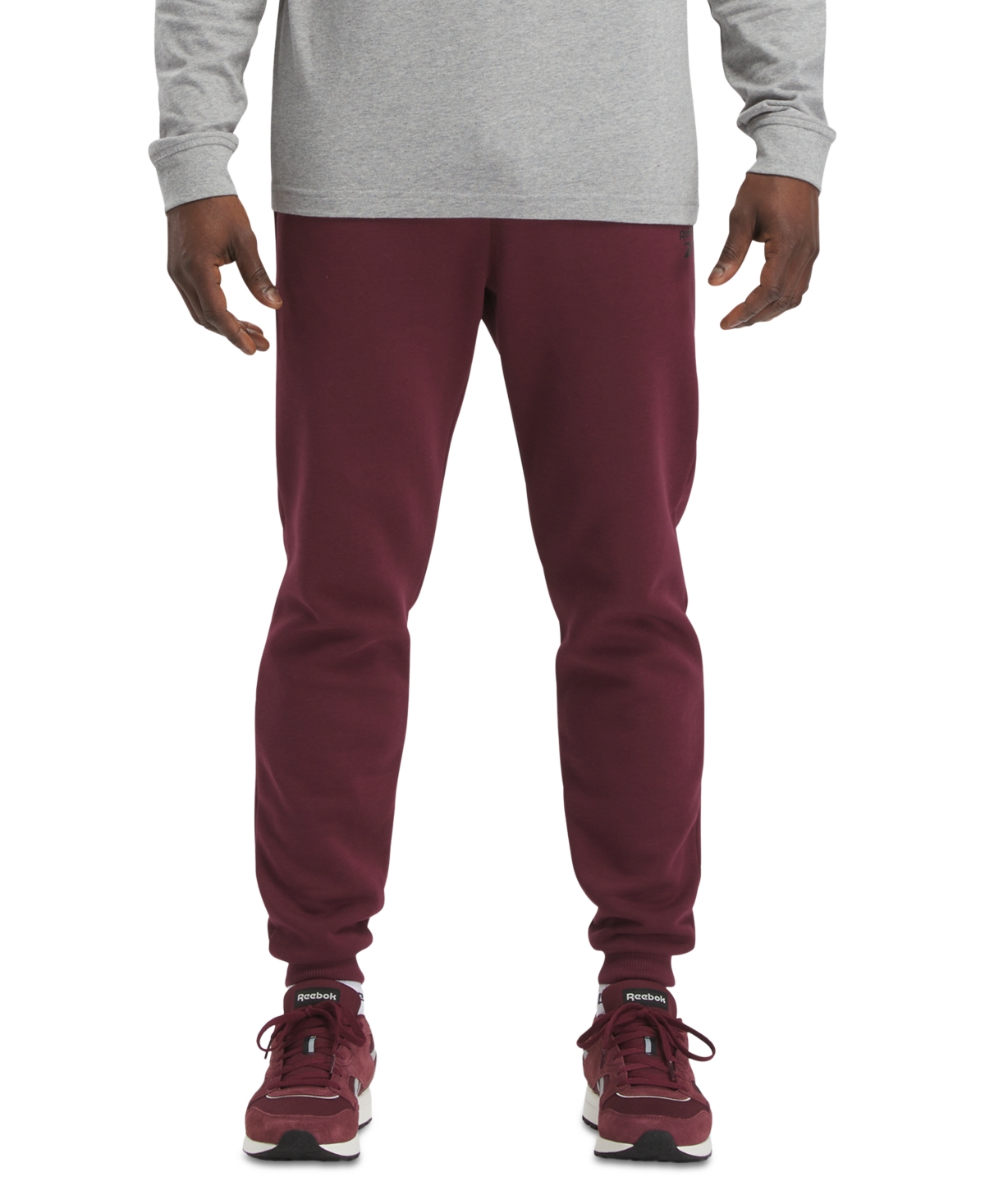 Shop Reebok Men's Identity Classic Fleece Drawstring-waist Logo Jogger Pants In Classic Marooon