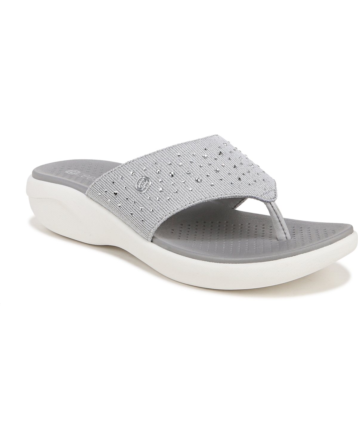 Shop Bzees Cruise Bright Washable Thong Sandals In Oyster White Fabric