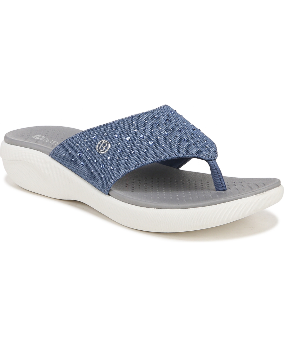 Shop Bzees Cruise Bright Washable Thong Sandals In Blue Fabric