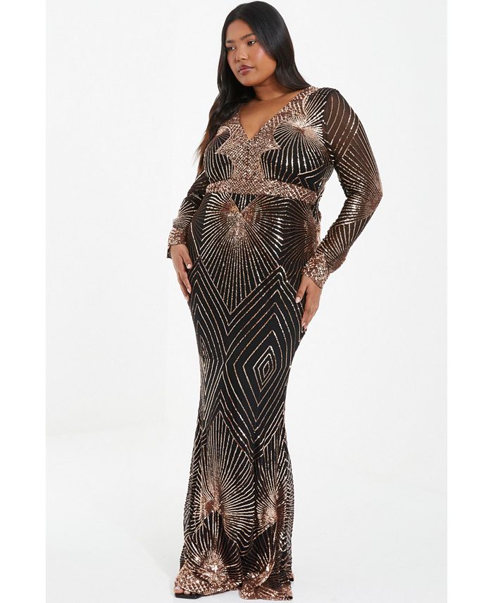 QUIZ Women s Plus Size Embellished Maxi Dress Macy s