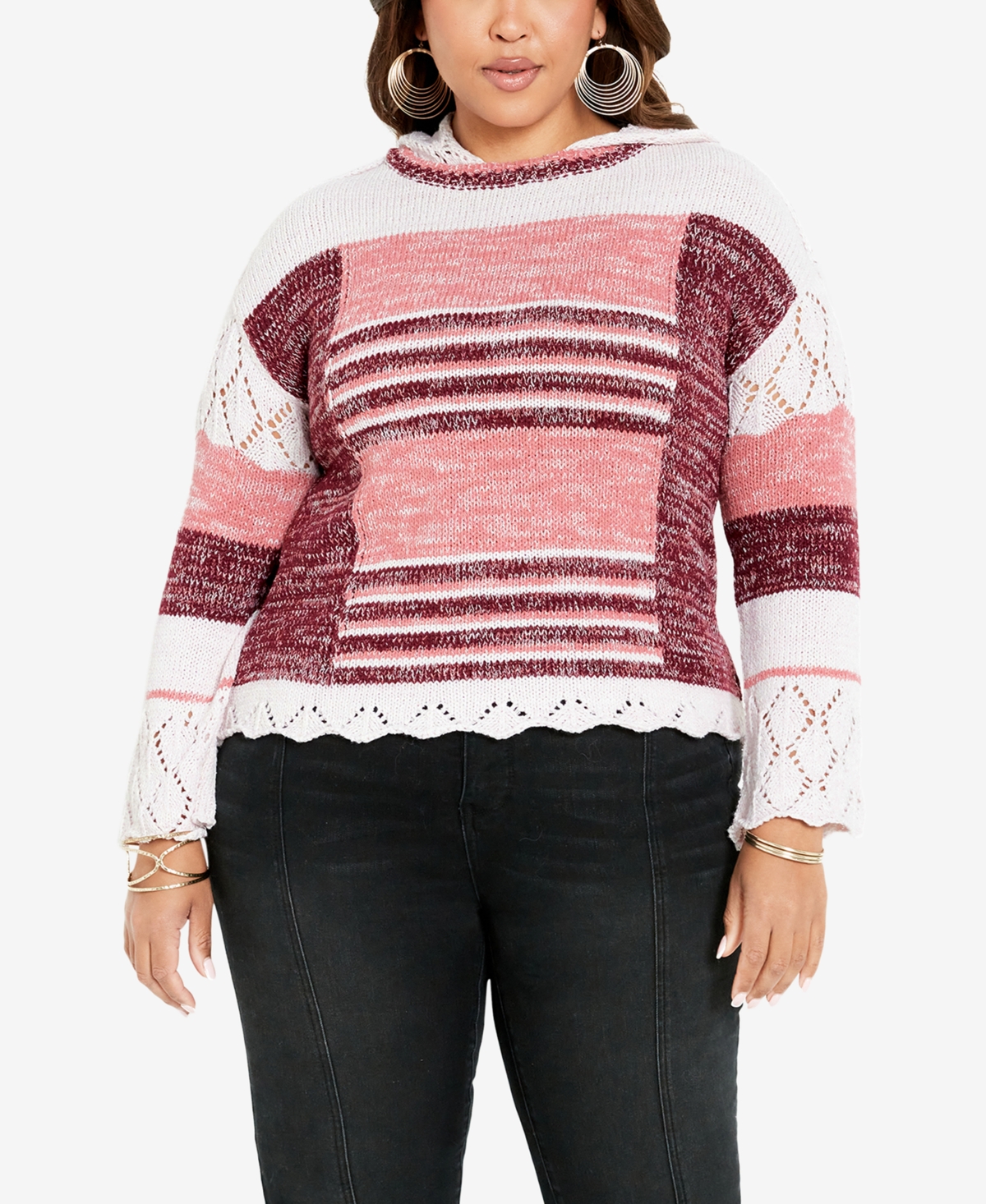 Avenue Plus Size Elissa Hooded Sweater In Pink