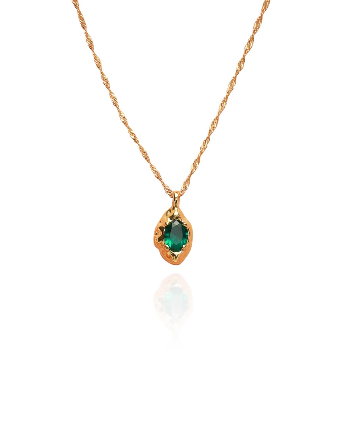 Emerald Green Pendant Necklace - Gold