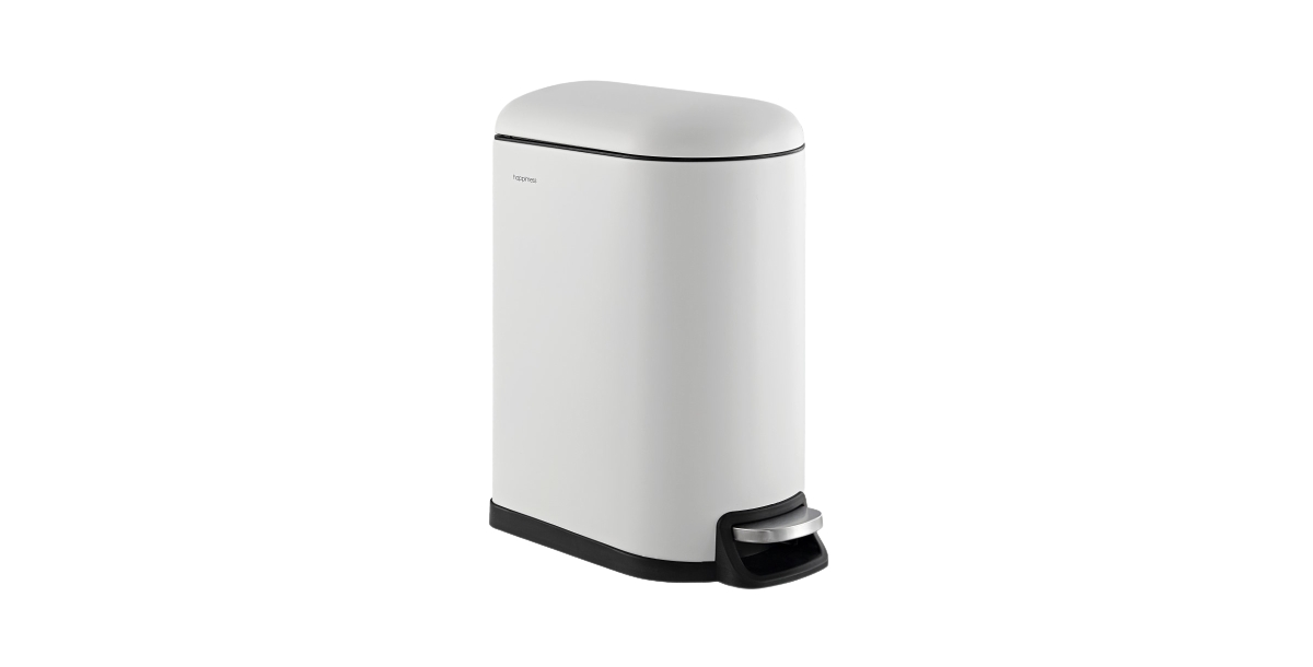 Roland 10.6-Gallon Step-Open Trash Can, Cotton White