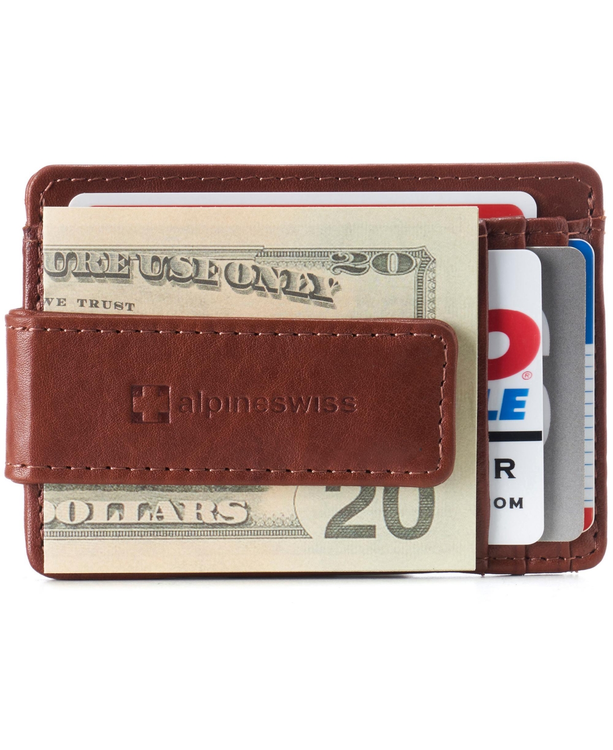 Mens Rfid Safe Magnetic Money Clip Wallet Slim Front Pocket Wallet - Brown