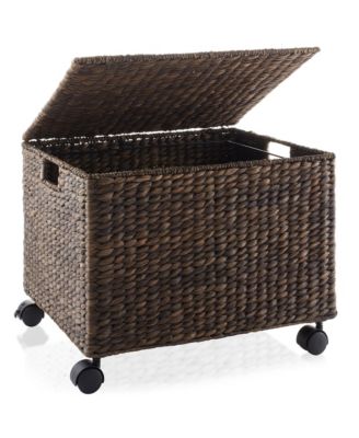 Rolling Filing Cabinet, Water Hyacinth Hanging File Folder Organizer, Home Office Storage