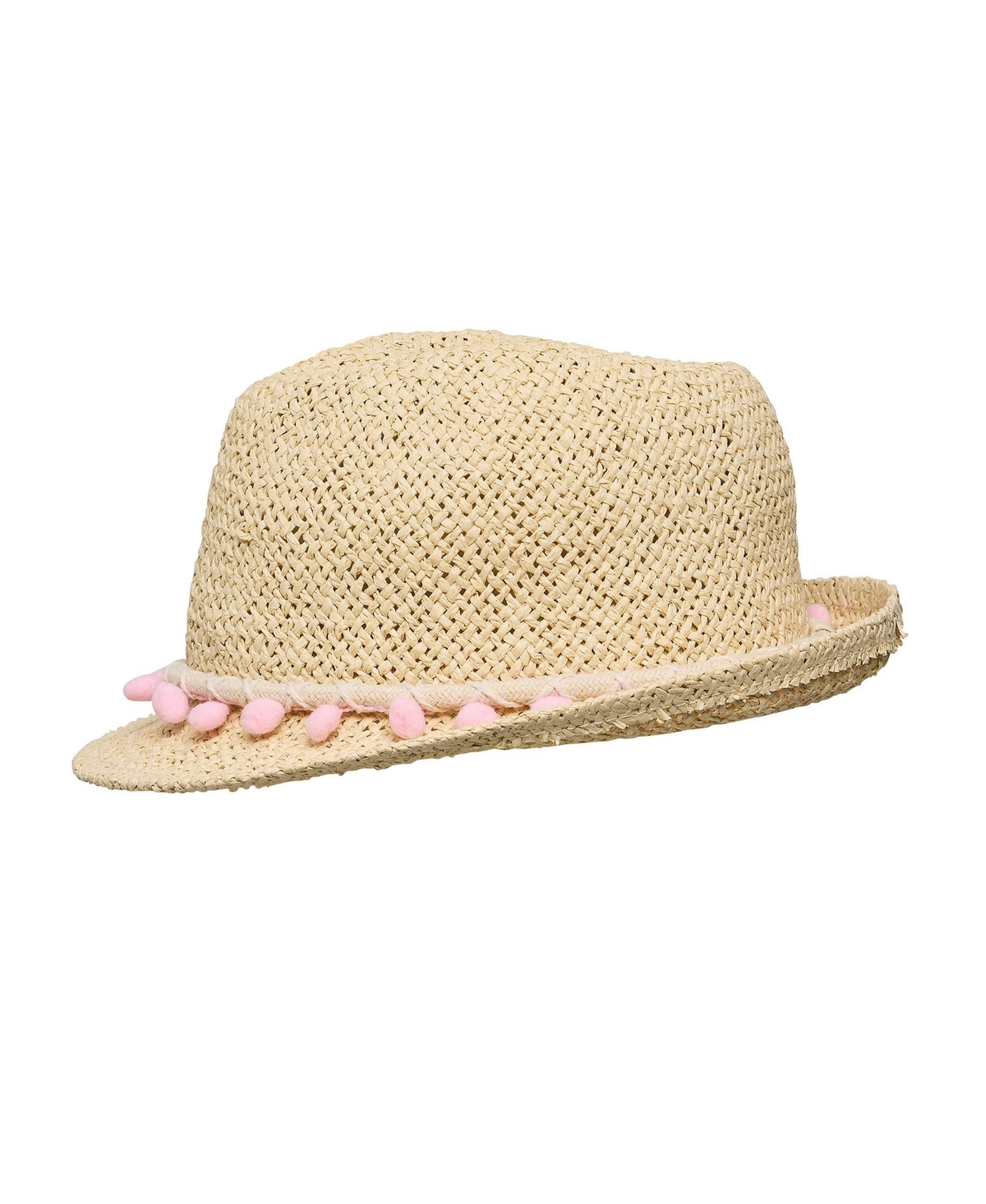 Toddler, Child Girls Pink Pompom Fedora Hat -khaki