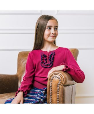 Baby Girls Long Sleeve Ruffle Sweater Henley