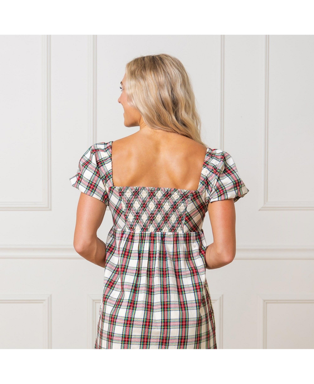 Hope & Henry Women's Puff Sleeve Crossover Party Dress