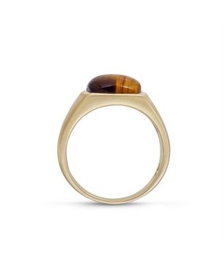 Chatoyant Yellow Tiger Eye Gemstone Sterling Silver Men Signet Ring