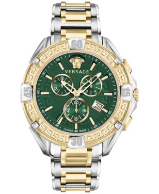 Versace - Men's Swiss Chronograph V-Greca Two-Tone Stainless Steel Bracelet Watch 46mm