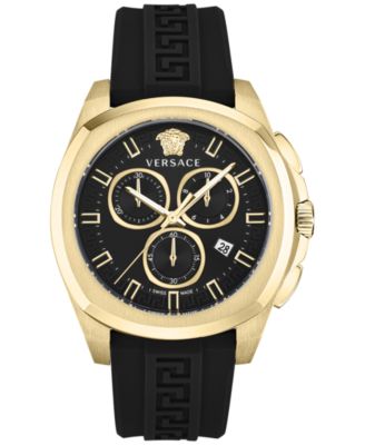 Versace - Men's Swiss Chronograph Geo Black Silicone Strap Watch 43mm