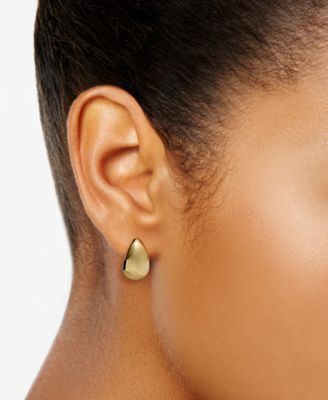 Polished Teardrop Dome Stud Earrings in 10k Gold, 5/8"