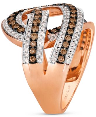 Chocolatier&reg; Chocolate Diamond & Vanilla Diamonds Interlocking Swirl Ring (1-1/2 ct. t.w.) in 14k Rose Gold