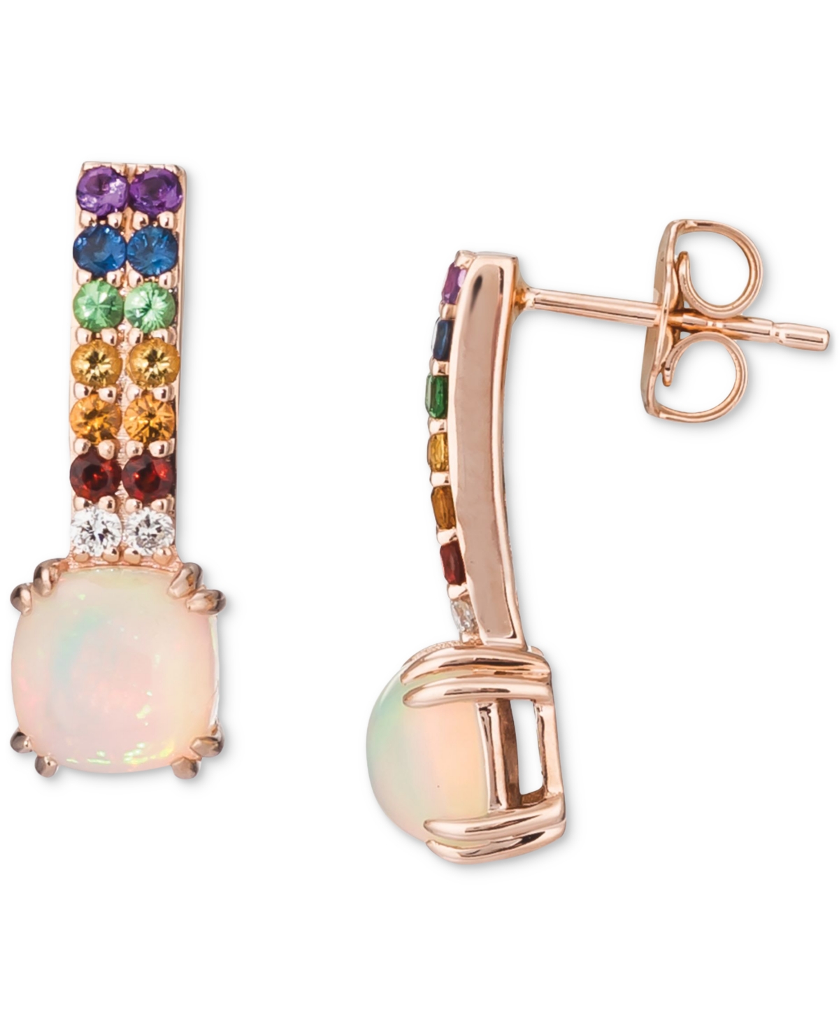 Shop Le Vian Multi-gemstone (1-1/20 Ct. T.w.) & Vanilla Diamond (1/20 Ct. T.w.) Drop Earrings In 14k Rose Gold In K Strawberry Gold Earrings