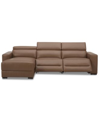 Nevio 115" 3-Pc. Leather Sectional with 2 Power Recliners, Headrests and Chaise, Created For Macy's