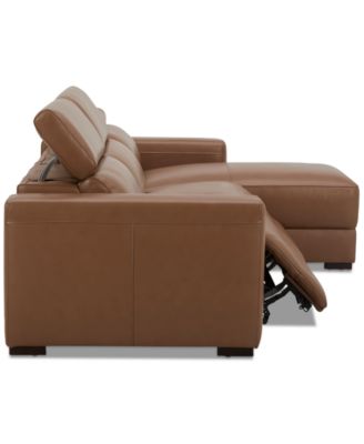 Nevio 115" 3-Pc. Leather Sectional with 2 Power Recliners, Headrests and Chaise, Created For Macy's