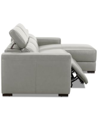 Nevio 115" 3-Pc. Leather Sectional with 2 Power Recliners, Headrests and Chaise, Created For Macy's