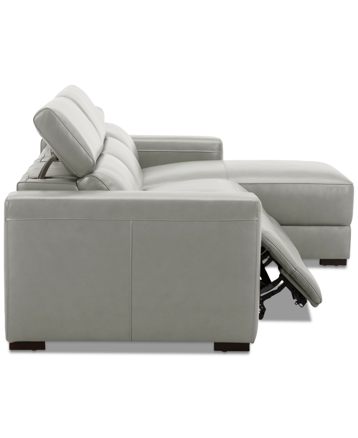 Nevio 3-Pc. Leather Sectional with 2 Power Recliners, Headrests and Chaise, Created For Macy's