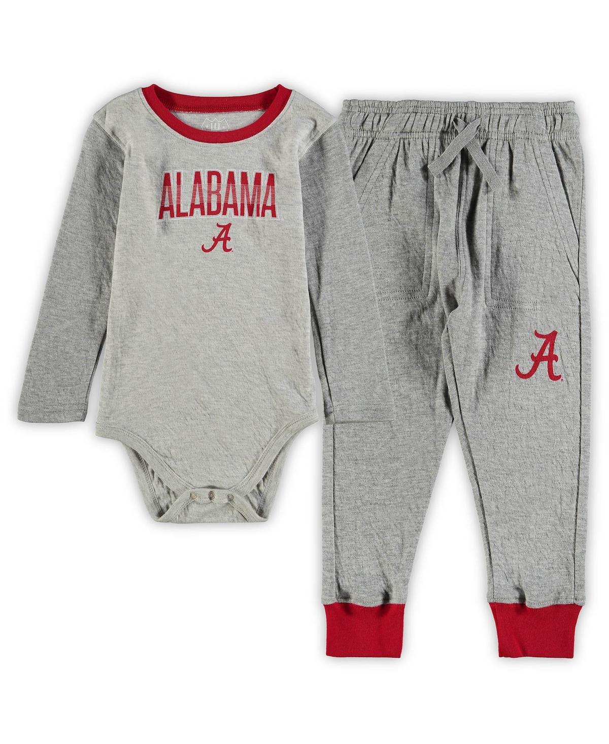 Shop Wes & Willy Infant Boys And Girls  Heathered Gray, Crimson Alabama Crimson Tide Jie Jie Long Sleeve B In Heathered Gray,crimson