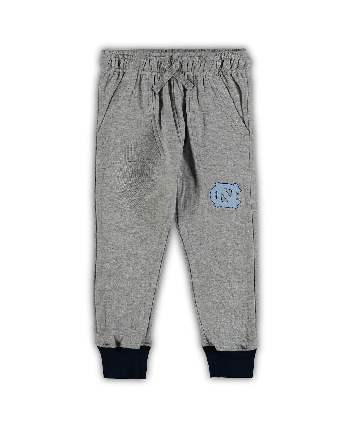 Wes & Willy Infant  Heathered Gray/navy North Carolina Tar Heels Jie Jie Long Sleeve Bodysuit & Pants In Heathered Gray,navy