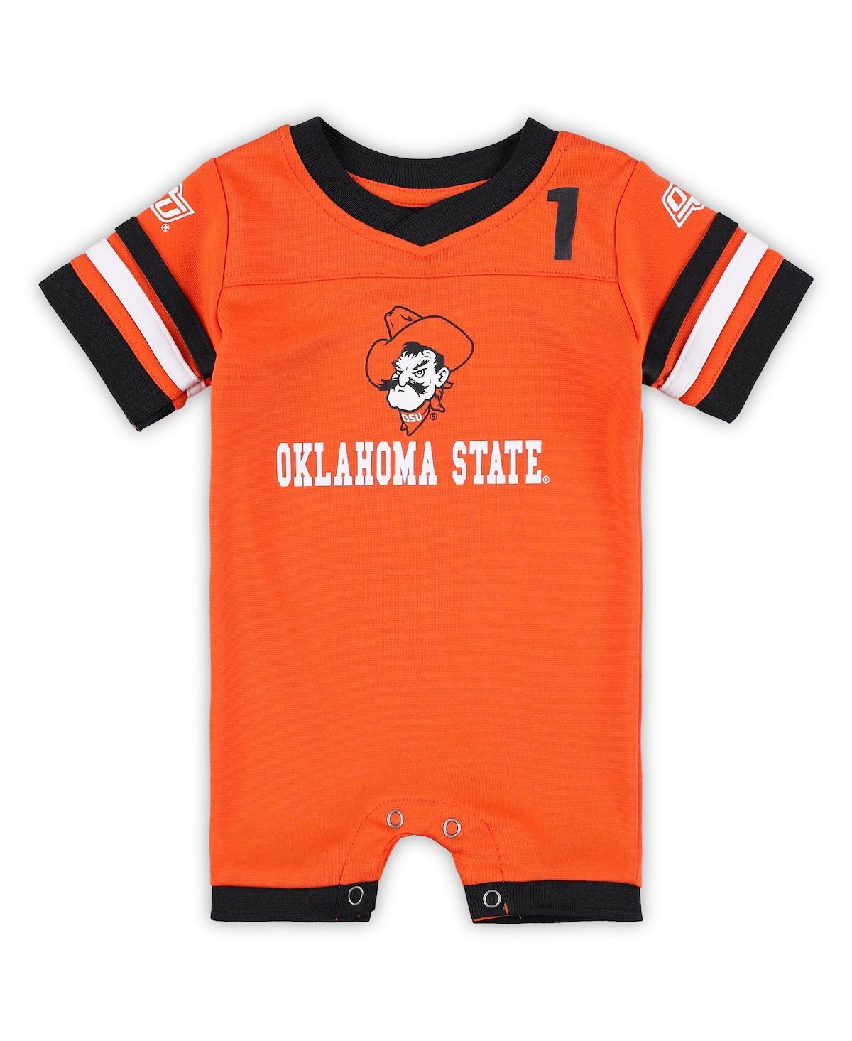 Colosseum Babies' Newborn And Infant Boys And Girls  Orange Oklahoma State Cowboys Bumpo Football Logo Romper