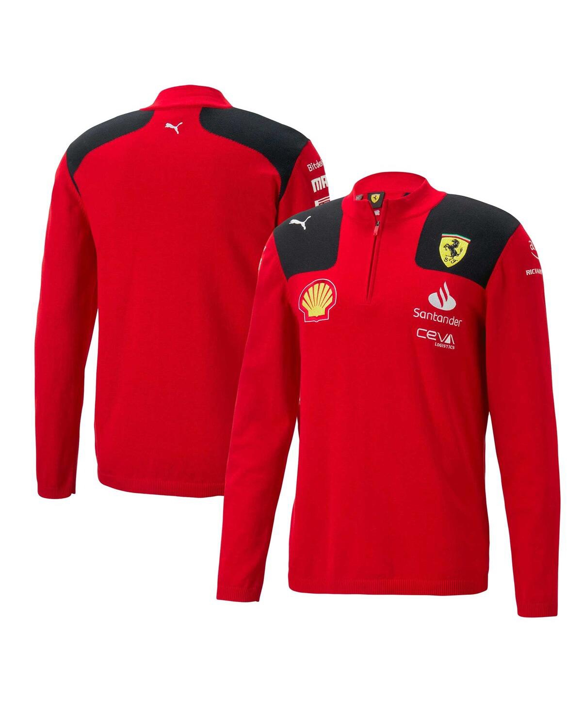 Shop Puma Men's  Red Scuderia Ferrari Team Knit Half-zip Jacket